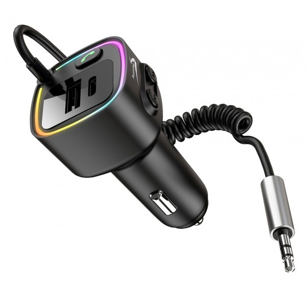 автомобильный FM-трансмиттер Aspiring Wave 7 PD 30W LED/Bluetooth/DSP/QC3.0, USB-C, 3.5мм кабель