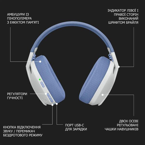Наушники Logitech G435 Wireless White (981-001074)