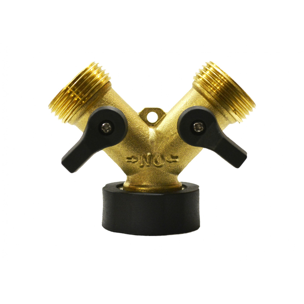 Трійник із двома кранами 3/4 нар. * 3/4 вн. накидна гайка латунь QC-19