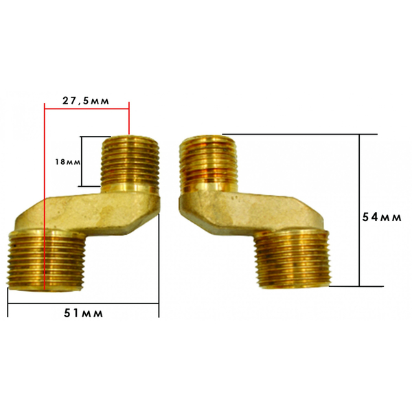 Ексцентрик зі зміщенням 1/2*3/4 ANGO LQN1 латунь пара 54 мм