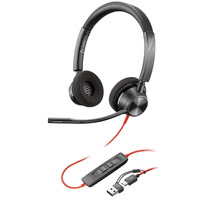 Навушники On-ear Poly Blackwire 3320-M, USB-A, USB-C, односпрямований, Microsoft Teams, чорний
