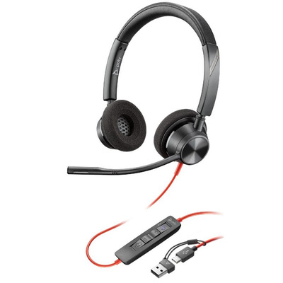 Навушники On-ear Poly Blackwire 3320-M, USB-A, USB-C, односпрямований, Microsoft Teams, чорний