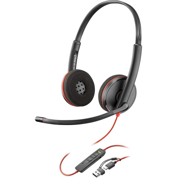 Навушники On-ear Poly Blackwire 3220, USB-A, USB-C, односпрямований, чорний