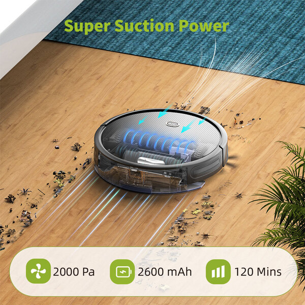 Робот пилосос Kyvol Cybovac D2 Random/2600 mA/1200 pa/Google Assistant, Amazon Alexa\Black