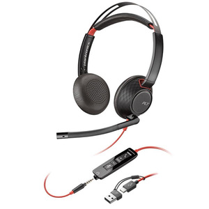 Навушники On-ear Poly Blackwire 5220, USB-A, USB-C, 3.5 мм, односпрямований, noise canceling, чорний