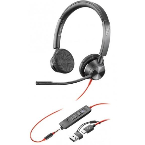 Навушники On-ear Poly Blackwire 3325-M, USB-A, USB-C, односпрямований, Microsoft Teams, чорний