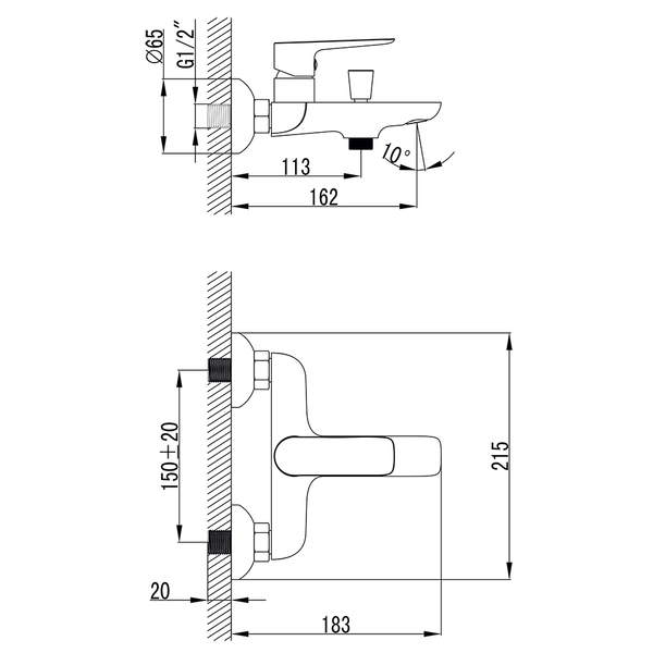 Змішувач LUGANO Ø25 для ванни литий CORSO CH-1C147C (9620200)