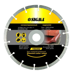 Круг відрізний алмазний сегментований Ø110×1.8×22.2мм, 12000об/хв SIGMA (1922011)