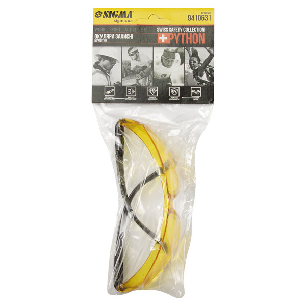 Окуляри захисні Python anti-scratch (бурштин) SIGMA (9410631)
