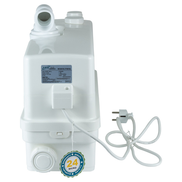 Фекальний насос (каналізаційна станція) LEO 0.6кВт Hmax 8.5м Qmax 110л/хв 3 входи + боковий вхід 90мм (776916)