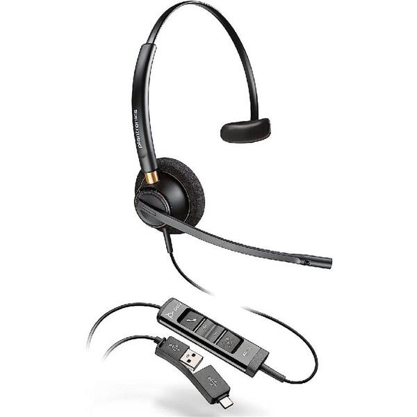 Навушники моно On-ear Poly EncorePro 515-M, USB-A, всеспрямований, чорний