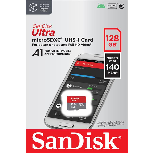 Карта пам'яті SanDisk microSD 128GB C10 UHS-I R150MB/s Ultra