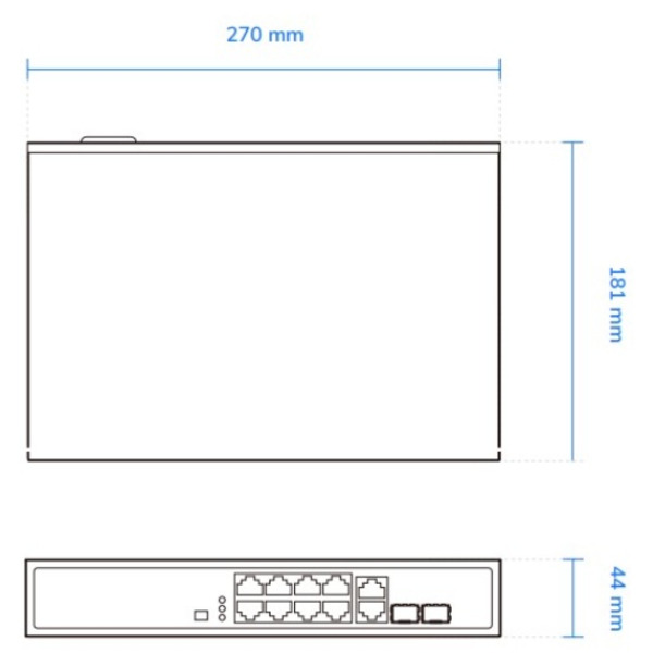 Комутатор VIVOTEK AW-FGT-100D-120, Unmanaged 8xFE PoE + 2xGE Combo Switch