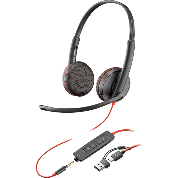 Навушники Poly BlackWire C3225 USB-C HS Stereo +3.5mm Plug +USB-C/A Adapter (Bulk)