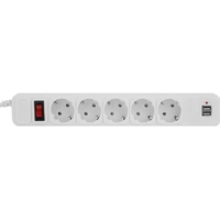 Фільтр живлення ProLogix (PRS-075P5CUSB-18W) 0.75 мм мідь, 5 розеток, 1.8 м, 2xUSB 3.0, білий