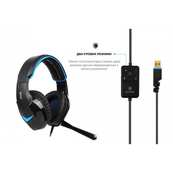 Навушники Sades SA-914 Wand Black/Blue LED (sa914bku)