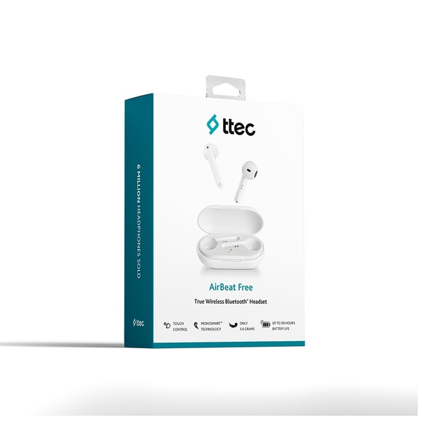 Наушники Ttec AirBeat Free True Wireless Headsets White (2KM133B)