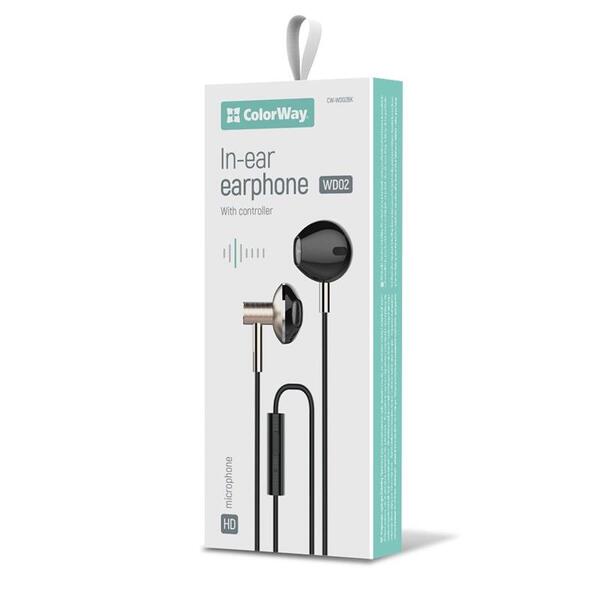 Навушники СolorWay Slim 3.5 mm Wired Earphone Blast 2 Black (CW-WD02BK)