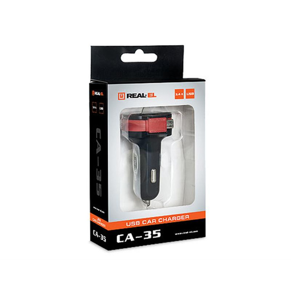 Автомобільний зарядний пристрій REAL-EL CA-35 Black (EL123160012)