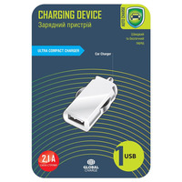 Автомобильное зарядное устройство Global MSH-SC-031 (1USBx2.1A) White (1283126445774)