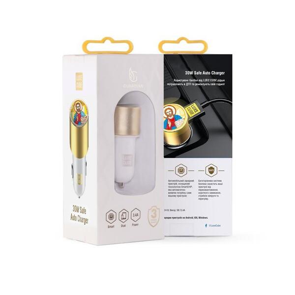 Автомобильное зарядное устройство для Luxe Cube Guardian J 2USB 3.4А, белый (8889998698497)