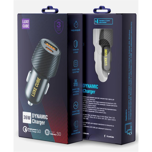 Автомобильное зарядное устройство для Luxe Cube 36W (2USBх3A) Black (4446689880957)