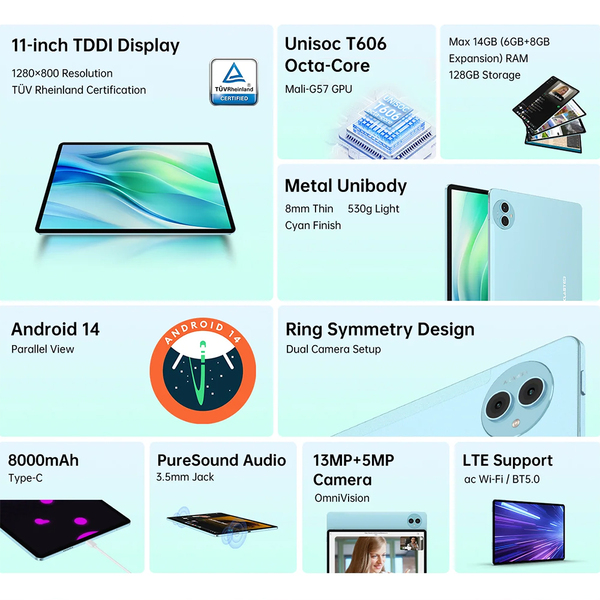 Планшет Teclast P50 11 HD /6GB /128GB/ T606 / 8000mAh/ LTE / 5+13MP/ Metal/ Blue