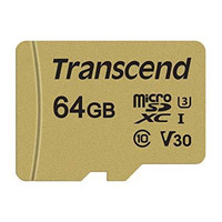 Карта памяти MicroSDXC 64GB UHS-I/U3 Class 10 Transcend 500S + SD-adapter (TS64GUSD500S)