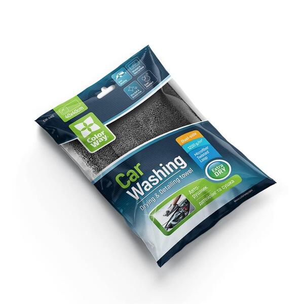 Микрофибра (автополотенце) ColorWay автомобильная универсальная Extra Dry 1200gsm 40х40см серая (CW-4412)