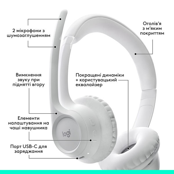 Bluetooth-гарнитура Logitech Zone 300 Wireless Off-White (981-001417)