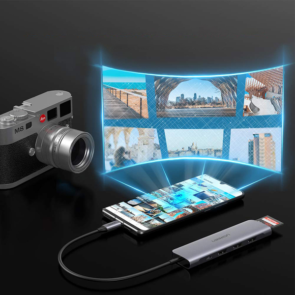 Док-станція USB3.0 Type-C --> HDMI/USB 3.0x2/SD&TF/PD Ugreen CM195 Косм. Сірий