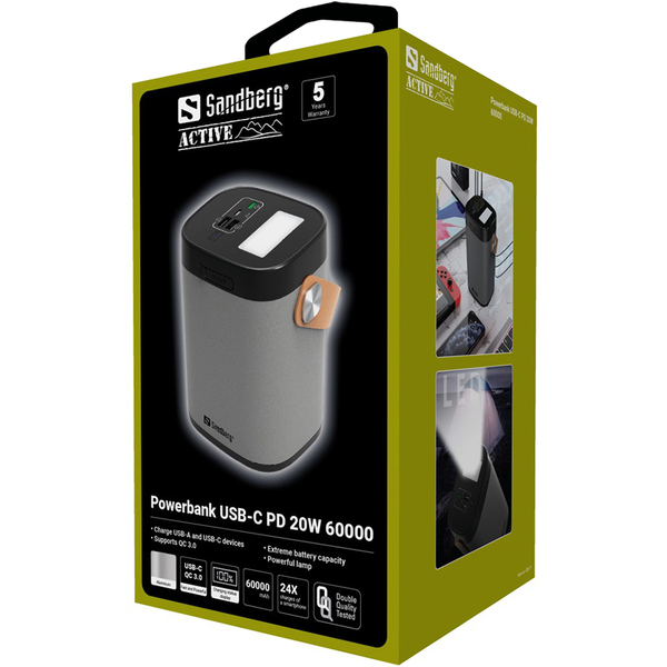 Зовнішній акумулятор (Power Bank) Sandberg Зовнішній акумулятор (Power Bank) 60000mAh PD 20W Silver (420-71)