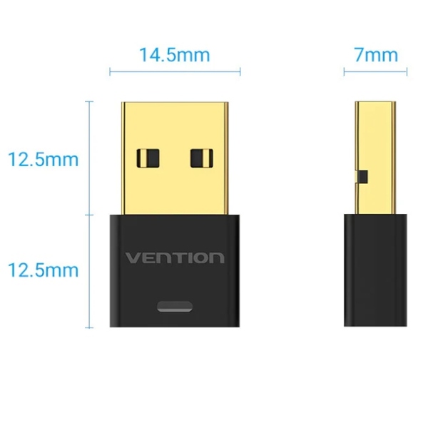 Bluetooth адаптер Vention BT5.1 USB Apt-X RTL CD Black (NAFB0)