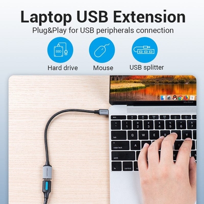 Перехідник USB 3.0 Type-C --> USB AF (OTG) кабель 0.15м Gray Aluminum Alloy Vention