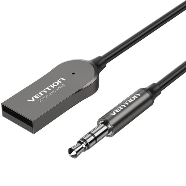 автомобильный аудиоприемник AUX TRS 3.5мм USB Bluetooth 5.0 Coiled Cable 1.5M Gray Zinc Alloy