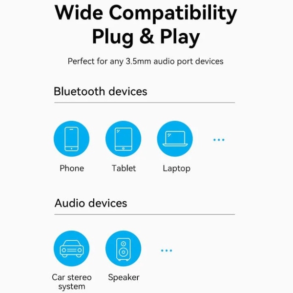 автомобильный аудиоприемник AUX TRS 3.5мм USB Bluetooth 5.0 Coiled Cable 1.5M Gray Zinc Alloy