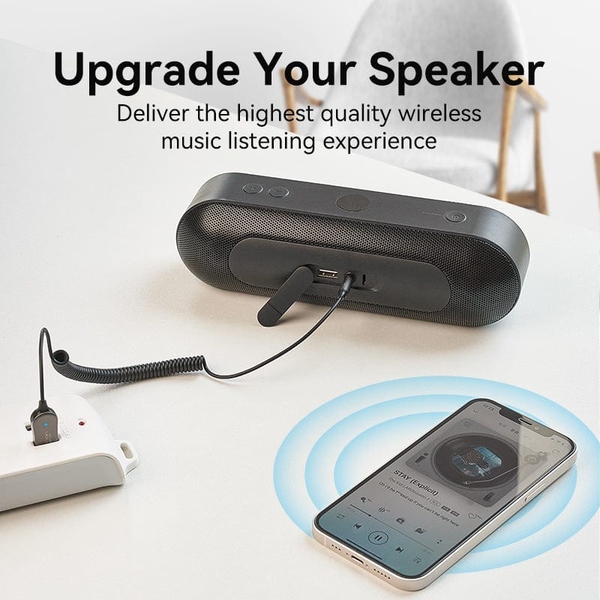 автомобильный аудиоприемник AUX TRS 3.5мм USB Bluetooth 5.0 Coiled Cable 1.5M Gray Zinc Alloy