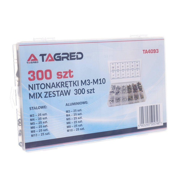 Сталеві та алюмінієві заклепки, 300 шт TAGRED TA4093