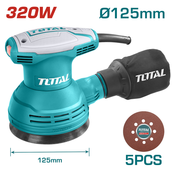 Шлифовальная машина TOTAL TF2031256 эксцентриковая, 320Вт, 125мм.