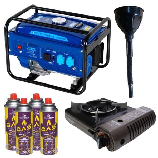 Бензиновый генератор THUNDER T-7000-GA+ газовая плитка Orcamp CK-505+ электрический обогреватель Gardyer HE2000