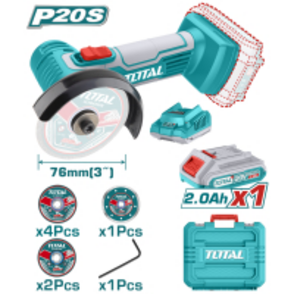 УШМ TOTAL TAGLI76012 кутова акумуляторна, 20В, 76мм, 19500 об/хв.