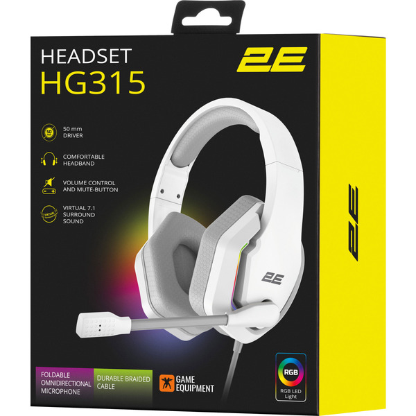 Наушники 2E Gaming HG315 RGB USB 7.1 White (2E-HG315WT-7.1)