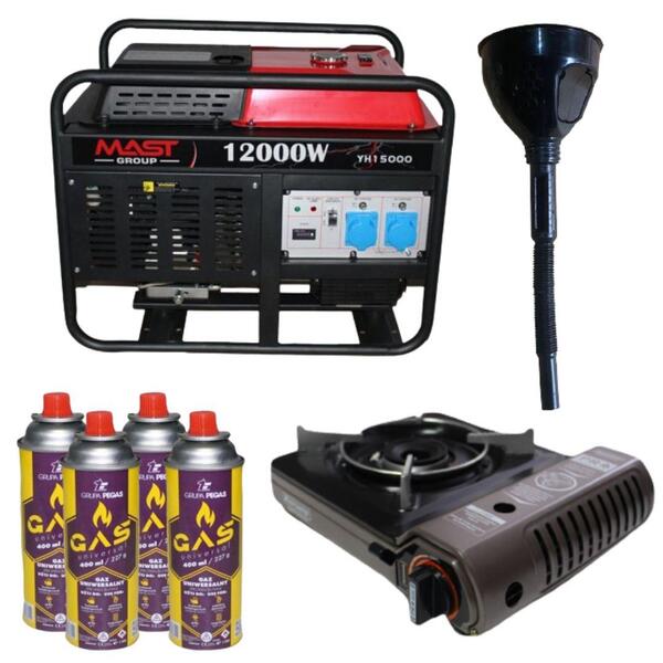 Генератор бензиновий MAST GROUP YH15000 + газова плитка Orcamp CK-505 + 4 газових картриджа 400 мл