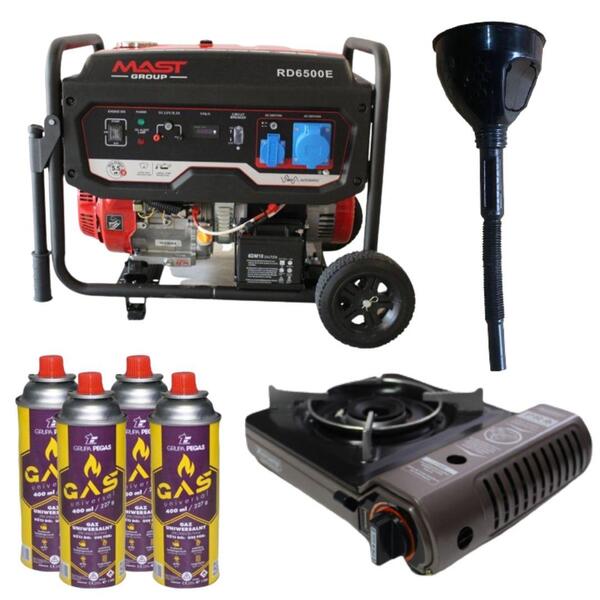 Бензиновый генератор MAST GROUP RD6500E+ газовая плитка Orcamp CK-505+ электрический обогреватель Gardyer HE2000