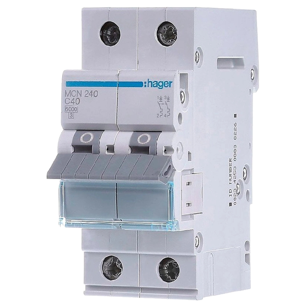 Автоматичний вимикач 2P 6kA C-40A 2M Hager MCN240