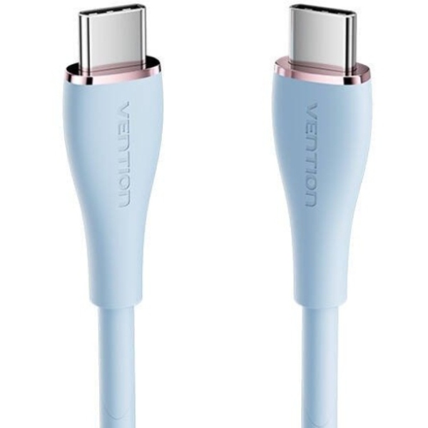 Кабель USB 2.0 Type-C M-M, 2.0 м 100W (20V/5A) Light Blue Silicone Vention