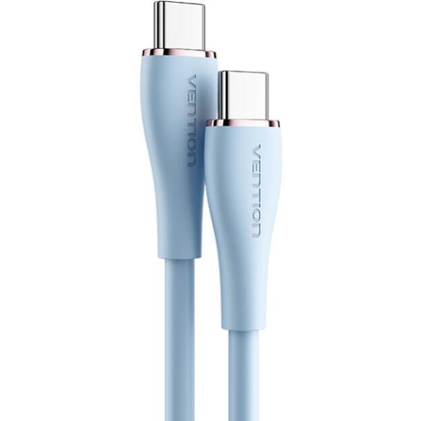 Кабель USB 2.0 Type-C M-M, 2.0 м 100W (20V/5A) Light Blue Silicone Vention