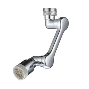 Аэратор для смесителя изогнутый вращающийся, поворотная головка на 1080 градусов, хром, латунь