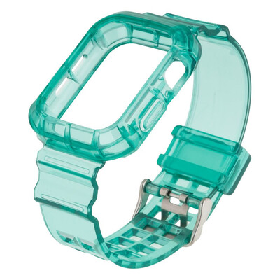 Ремешок для Apple Watch (38-40mm) Color Transparent + Protect Case Green
