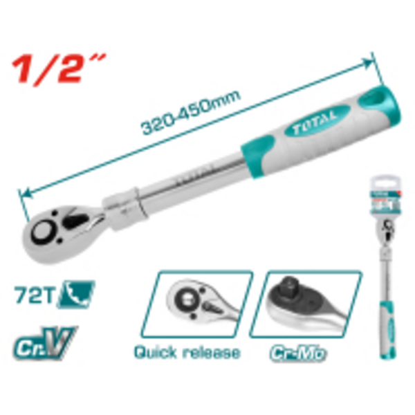 Ключ TOTAL THT106128L трещітка 1/2", 320-450 мм.